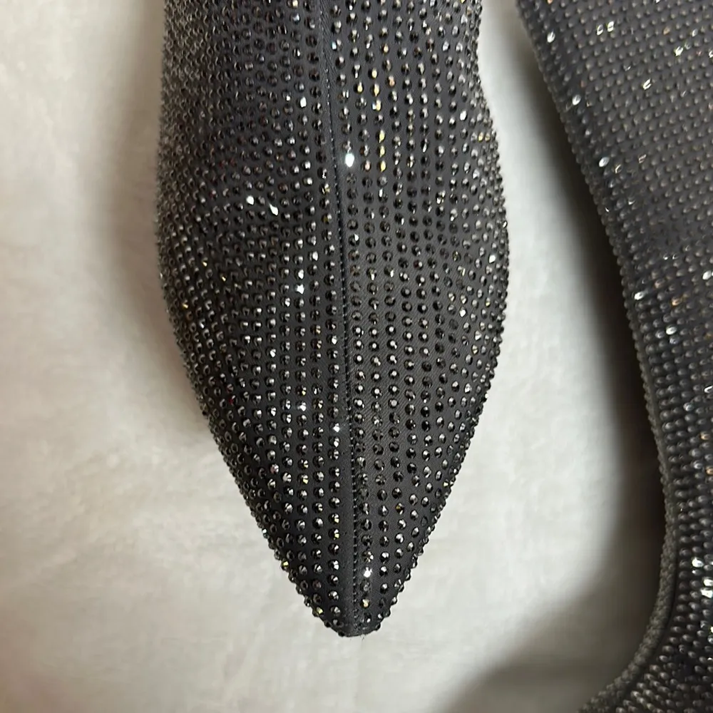 A New Day Silver Gunmetal Grey Ankle Booties with Block Heel and Rhinestones - Image 7