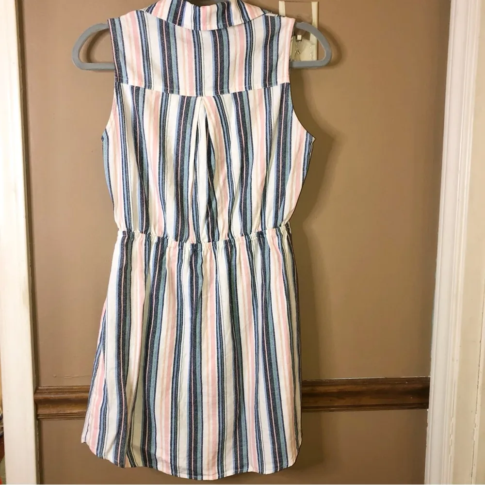 Bebop‎ Linen Blend Striped Sleeveless Shirt Dress Pink Blue Size Small Junior’s - Image 2