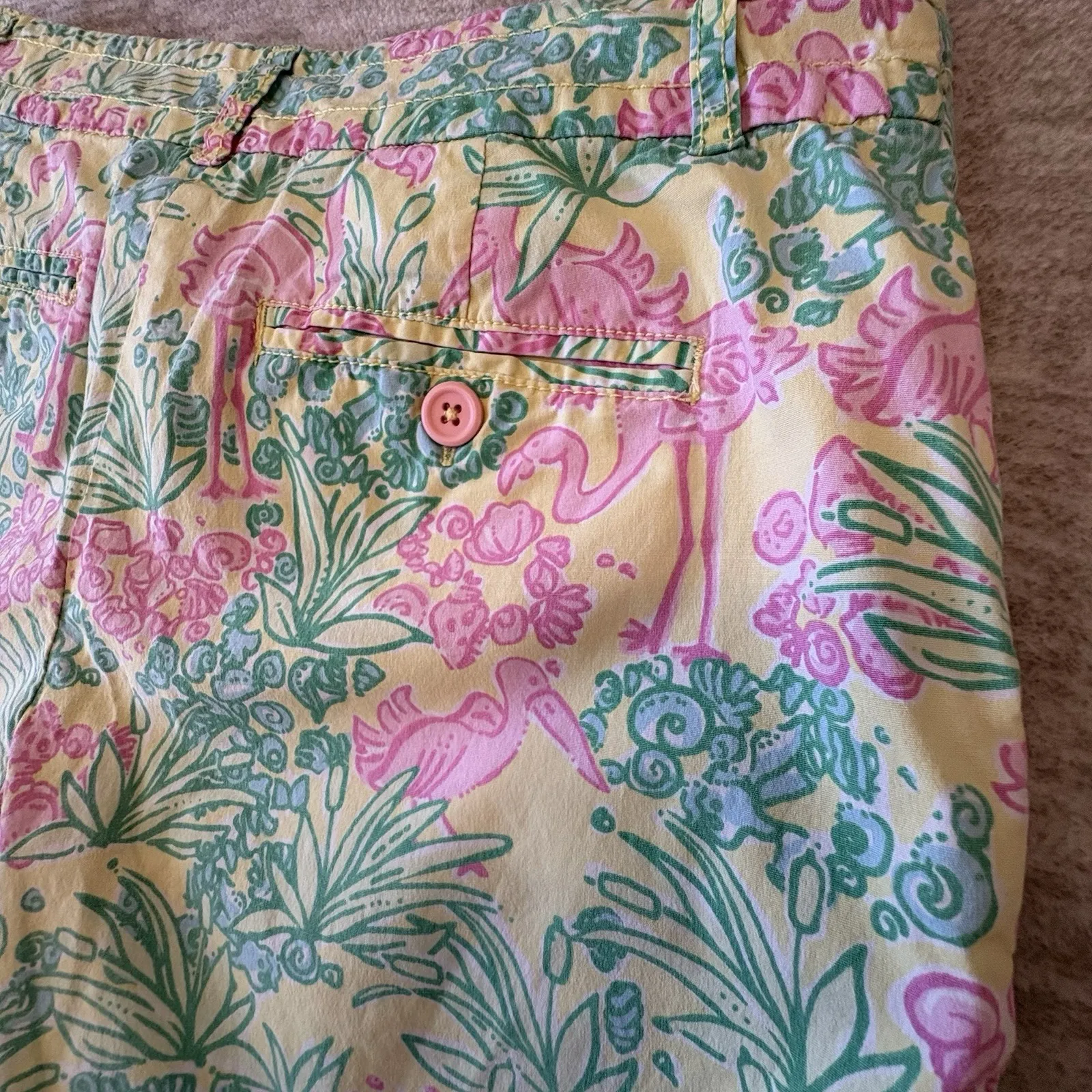 Lilly Pulitzer Palm Beach Fit  Shorts‎ Sz 4 Pink Green Floral Flamingo Stretch - Image 10