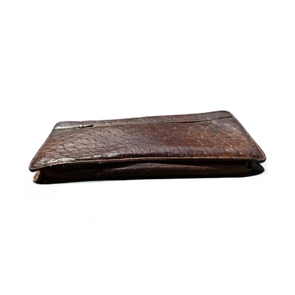 Vintage Ostrich Leather Clutch Brown - Image 4