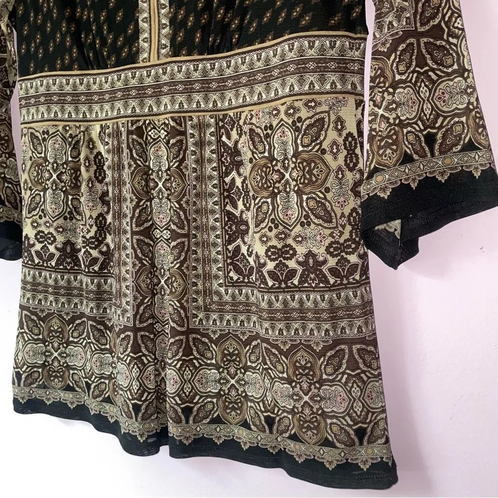 Vintage Axcess Size M Boho Babydoll Top Y2K Brown Whimsical Fairy Size M - Image 3