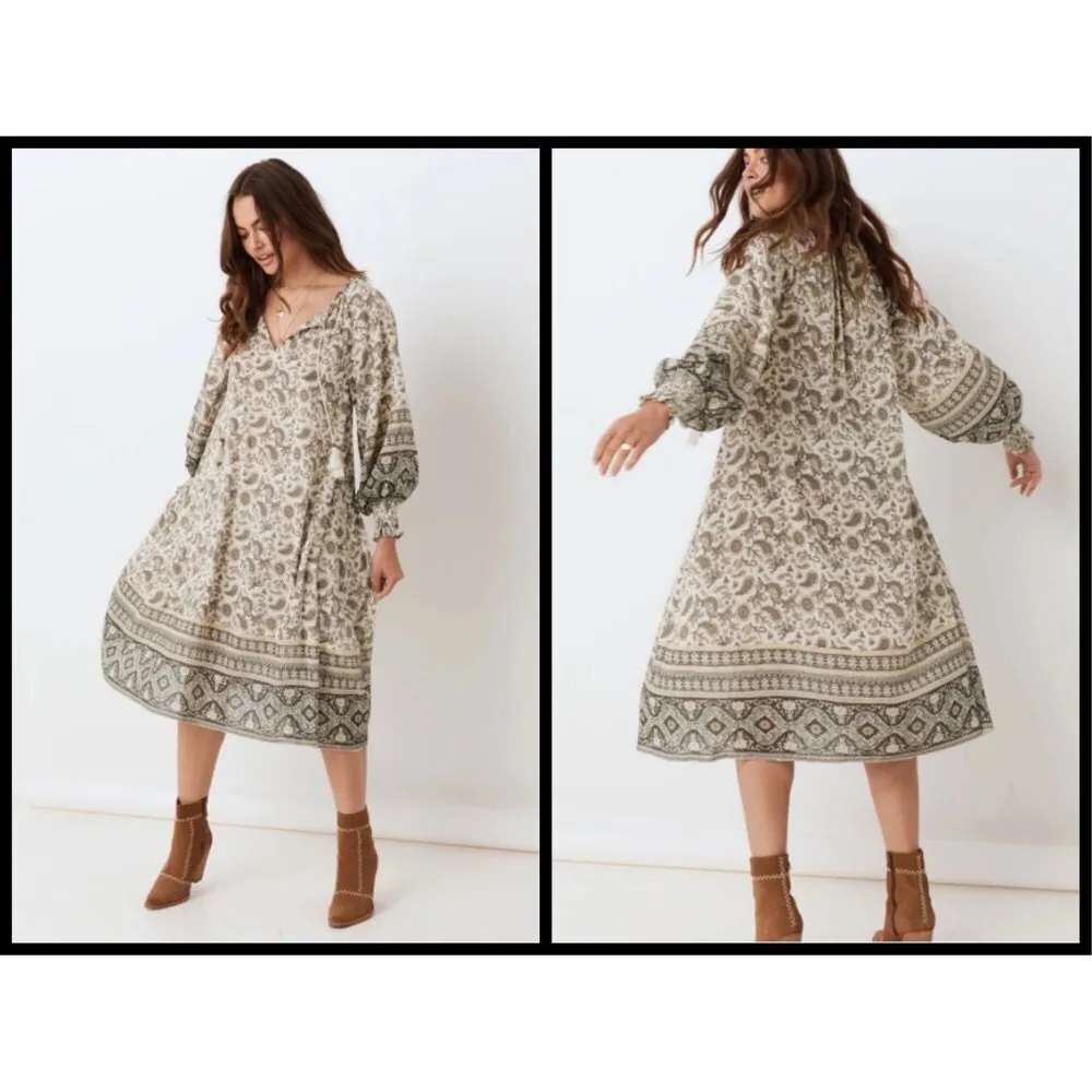 💕SPELL & THE GYPSY💕 Journey Boho Dress ~ Ash Medium M NWT Brown - Image 9