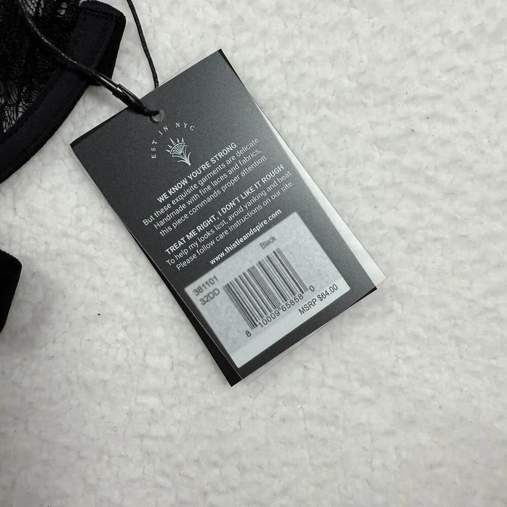 Thistle and Spire Underwire Bra Size 32DD Black Velvet Sidney Open Cup Revolve - Image 2