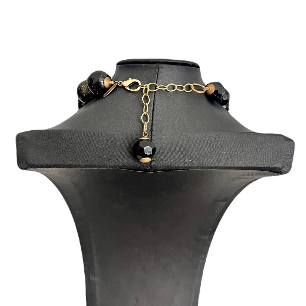 Lenora Dame Black and Gold ‘Queen Mum’ Large Beaded Necklace - Image 3