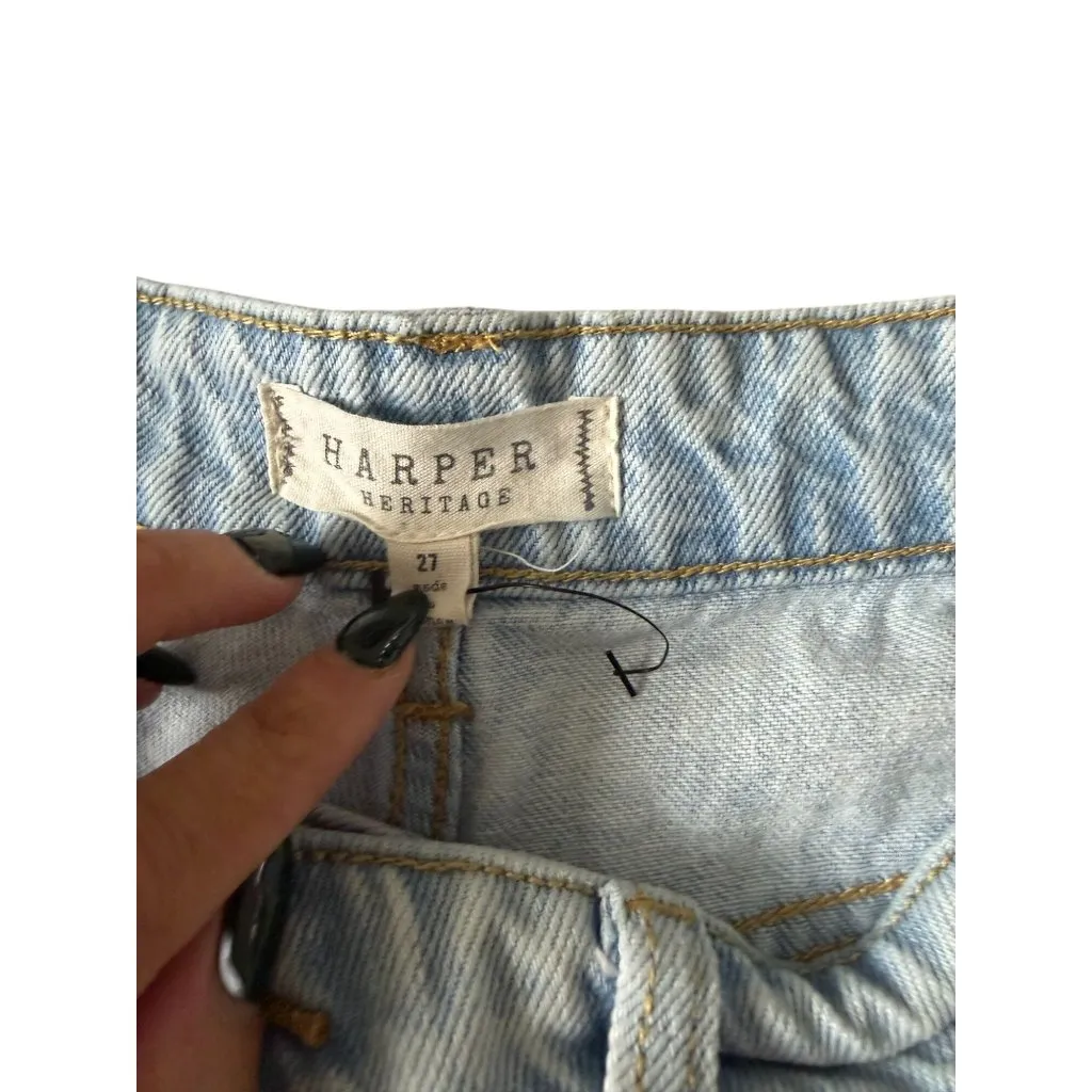 HARPER HERITAGE Light Wash Distressed Denim Shorts Size 27 NEW NWOT - Image 3
