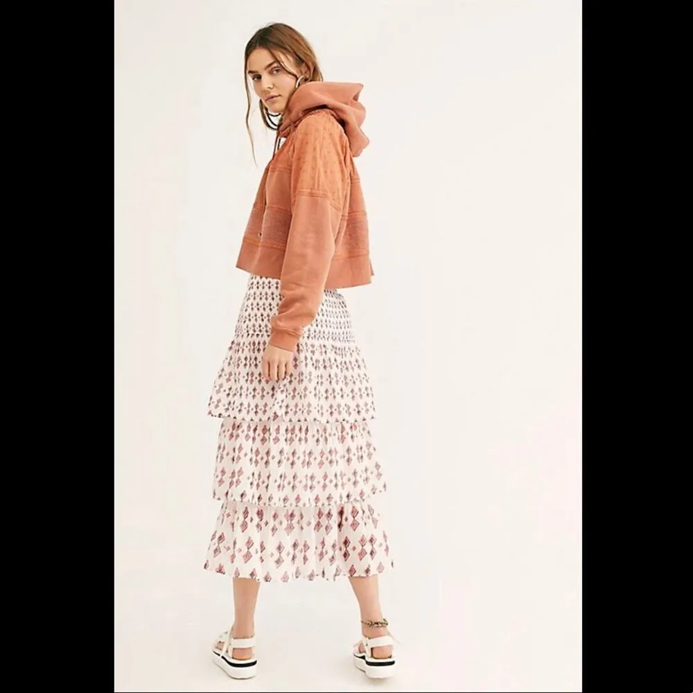 Womens Cha Cha Tiered Cotton Midi Patterned Printed Skirt Size 0 - Image 3