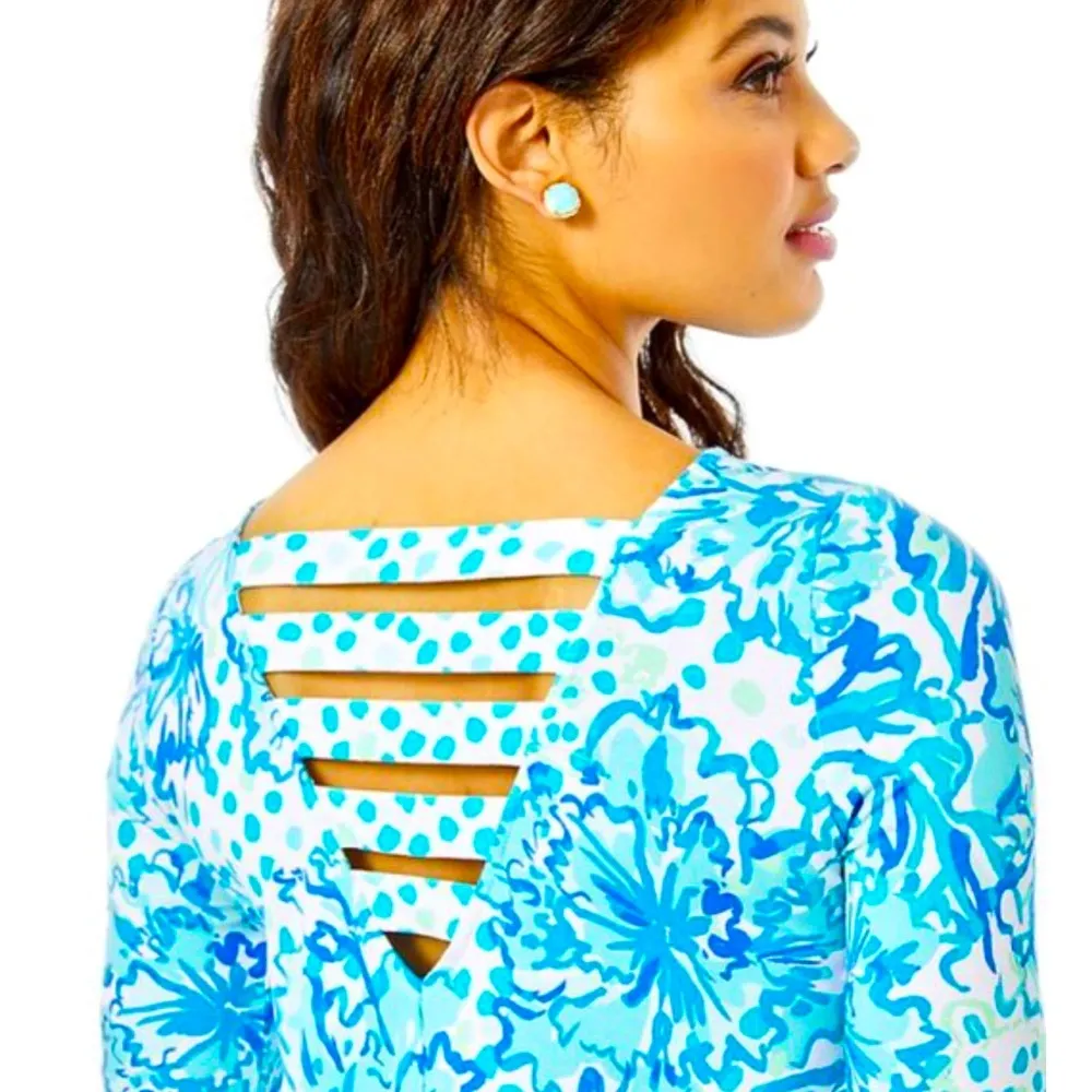 Lilly Pulitzer Ophelia Dress Resort Karma Camellia Engineered White/Blue XXS NEW - Image 7