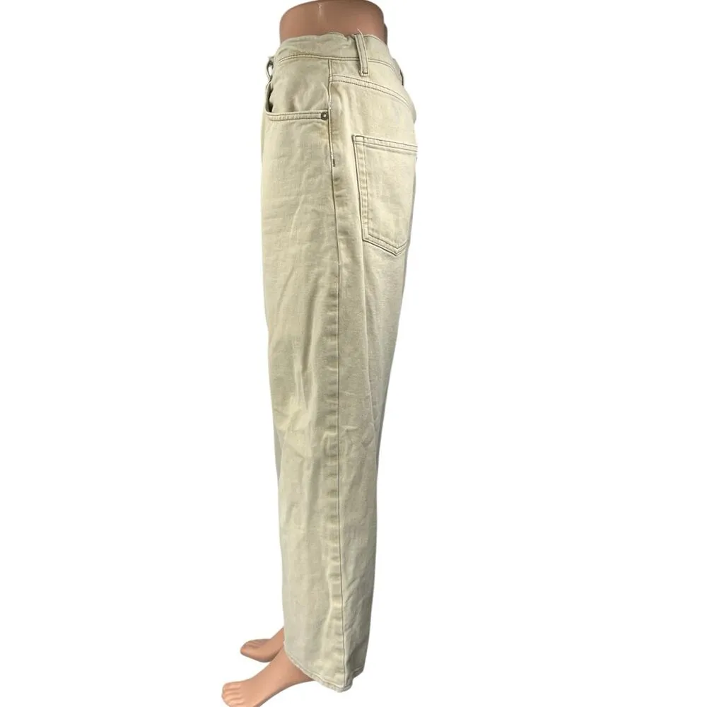 Free People White Cream Straight Wide Leg High Waist Baggy Denim Jeans Pants 29 - Image 2