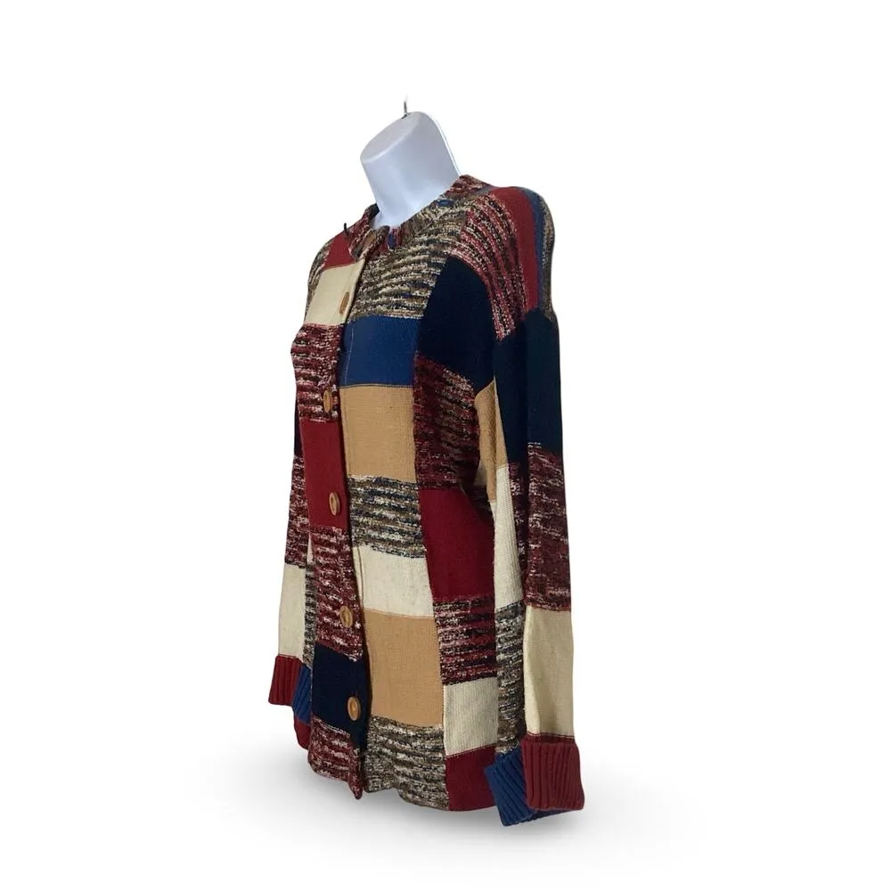 Vintage Castle Square Patchwork Sweater Red - Image 2
