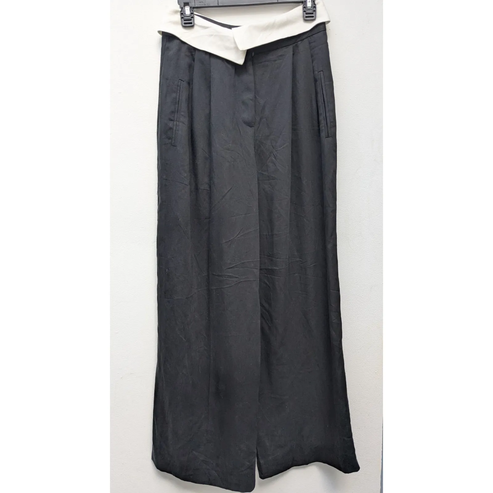 The Noli Shop Women's Dress Pants Foldover Trousers Black Elegant Size 4 - Image 2