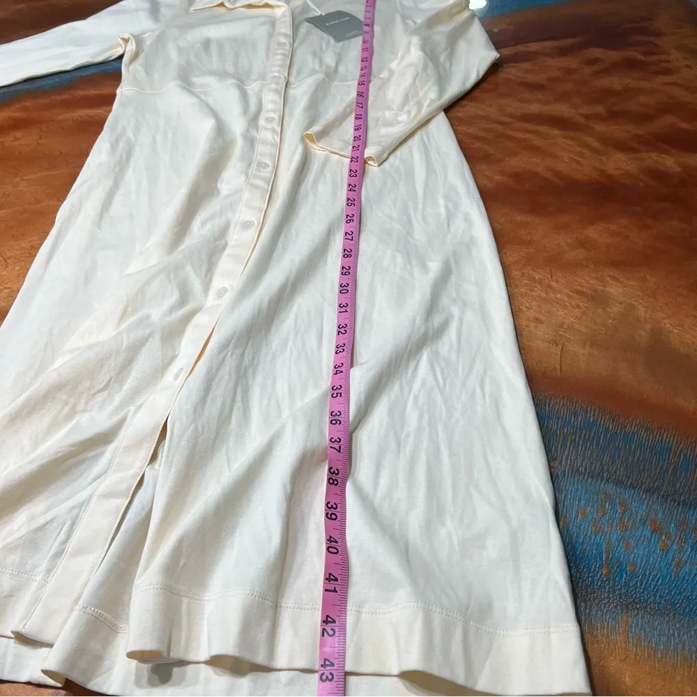 NWT Everlane Luxe Cotton Long Sleeve Button Front Dress Medium Cream colored - Image 6