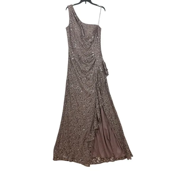 Alex Evenings Women One Shoulder Sequin Lace A-Line Gown Formal dress  Size 8 - Image 2