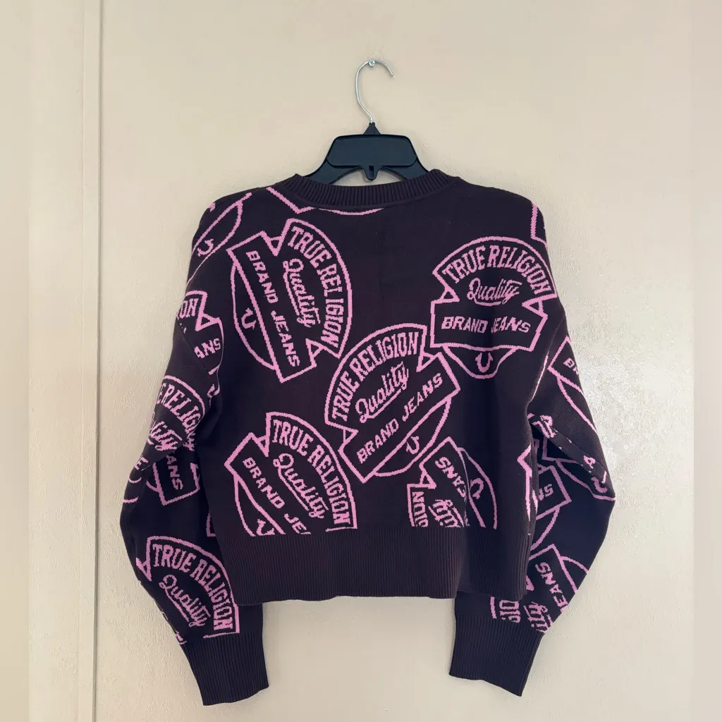 NWT True Religion women’s Monogram Jacquard Sweater sz L - Image 2
