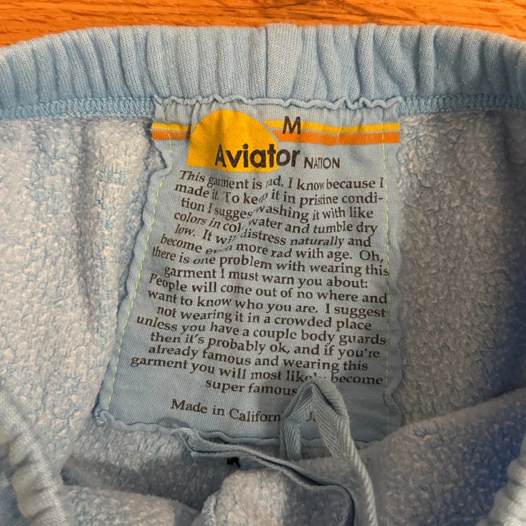 Aviator Nation Light Blue Lightning Bolt Sweatpants - Image 6