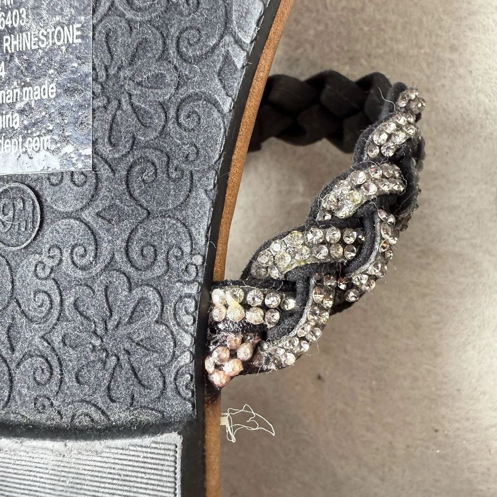 Palms  Flip Flop Sandals Thong Black With Rhinestone Size 9M - Image 7