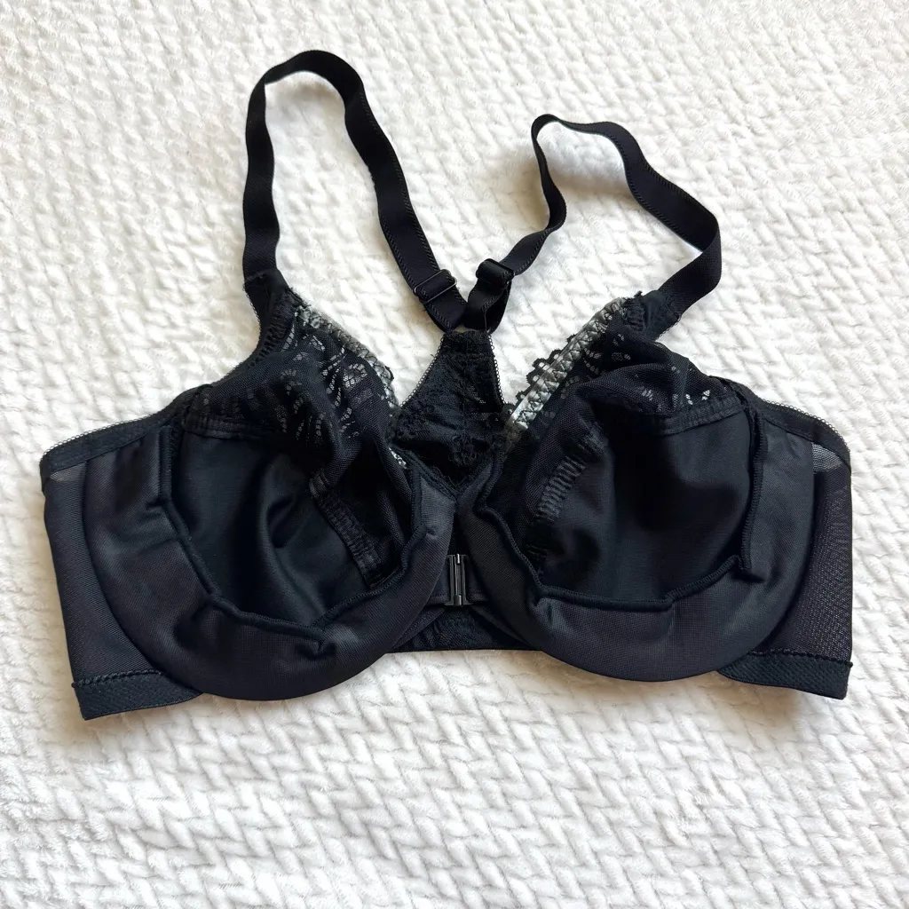 Glamorise Front Close T Back Wonderwire Underwire Bra 36D Black Lace 1246 NWOT Size undefined - Image 7