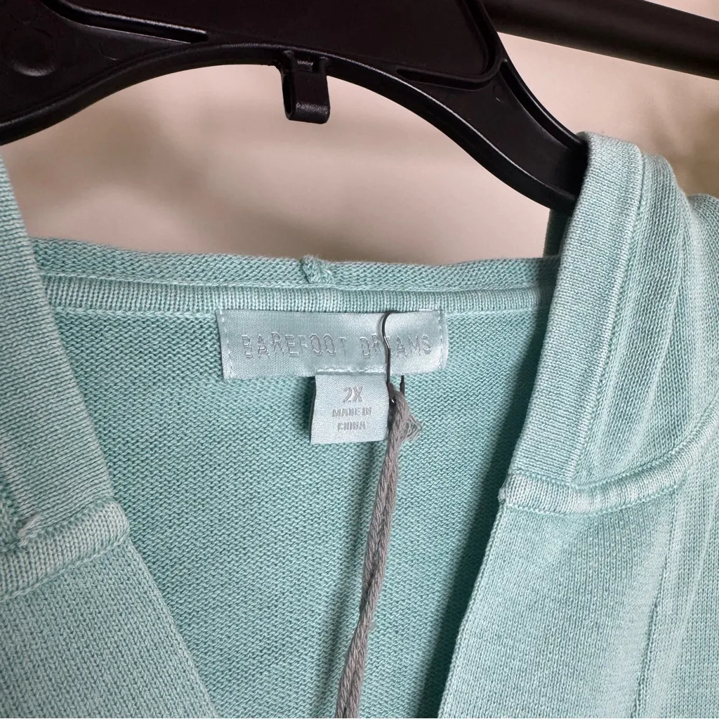 NWT Barefoot Dreams Sunbleached 100% Cotton Bonfire Hoodie Seagreen 2X - Image 12