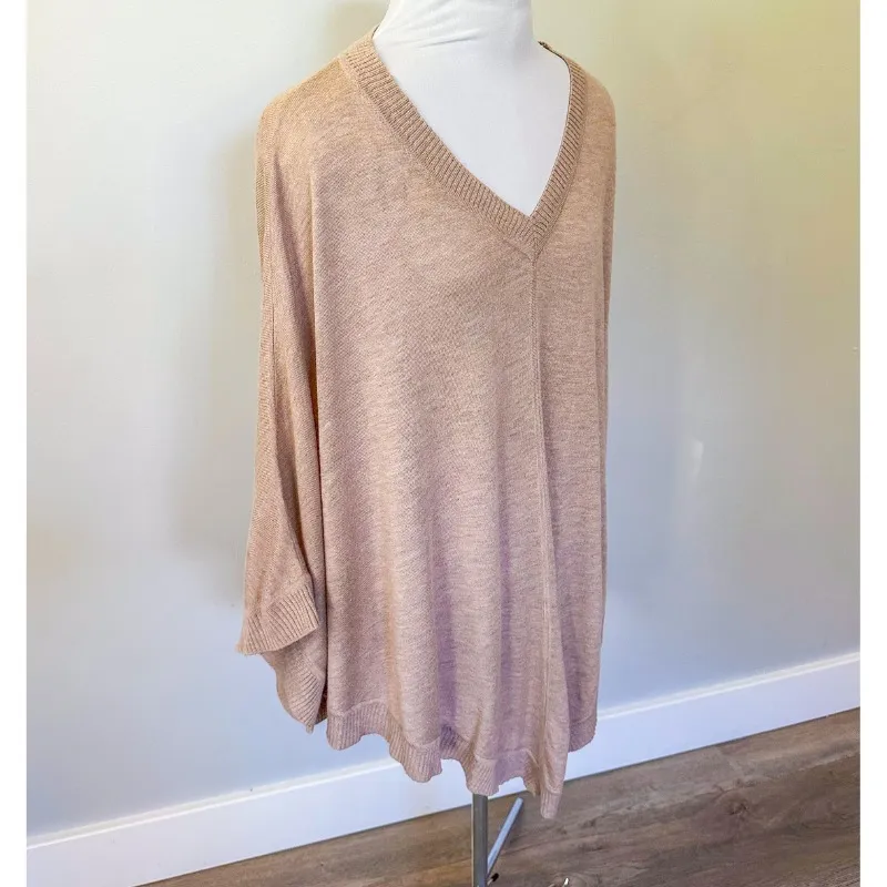 Splendid Beige Cashmere Poncho - Image 5