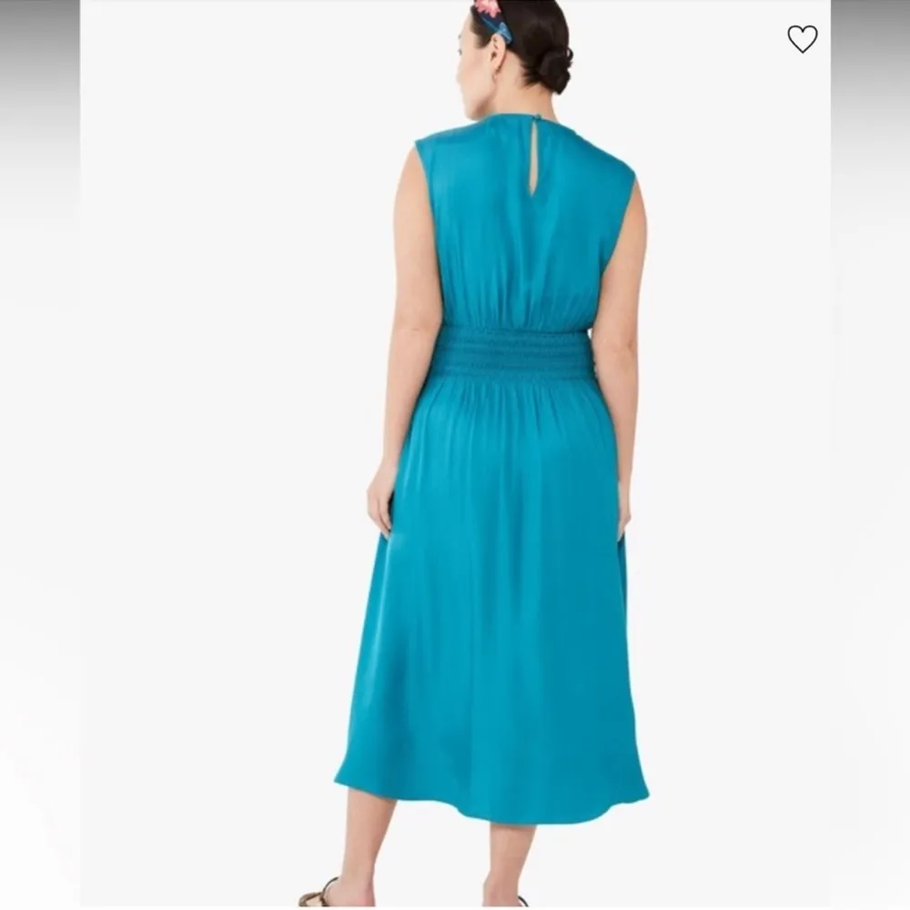 KATE SPADE Silk-blend Twill Smocked-waist Dress In Dark dress size small NWT - Image 5