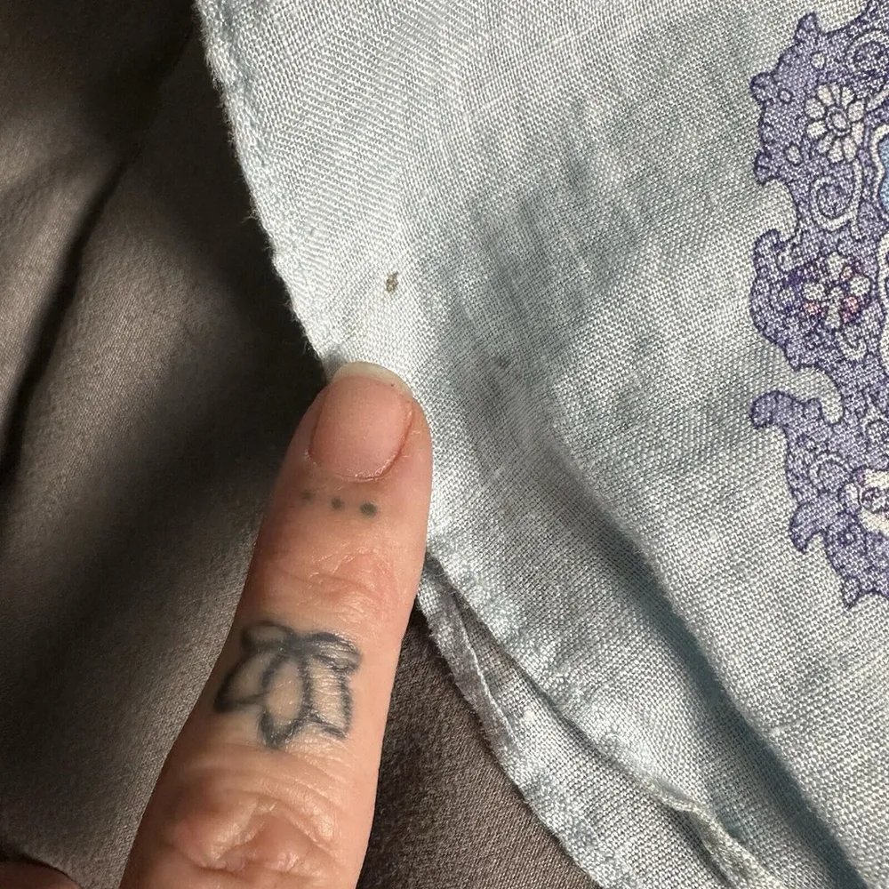 J. McLaughlin Redondo Blue 100% Linen Poncho Caftan Mandala Medium/Large M L - Image 7