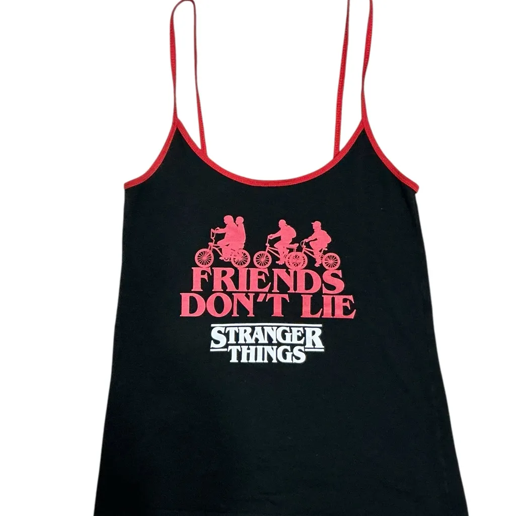 STRANGER THINGS Friends Don’t Lie Tank Top S16” p2p Black/Red GUC - Image 2