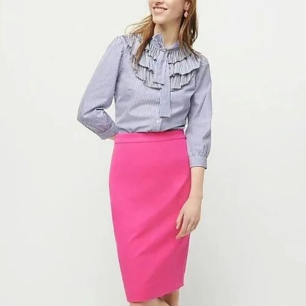 J. Crew Pink‎ No. 2 Pencil Skirt Cotton Blend Barbiecore Corpcore Women's Size 0 - Image 10