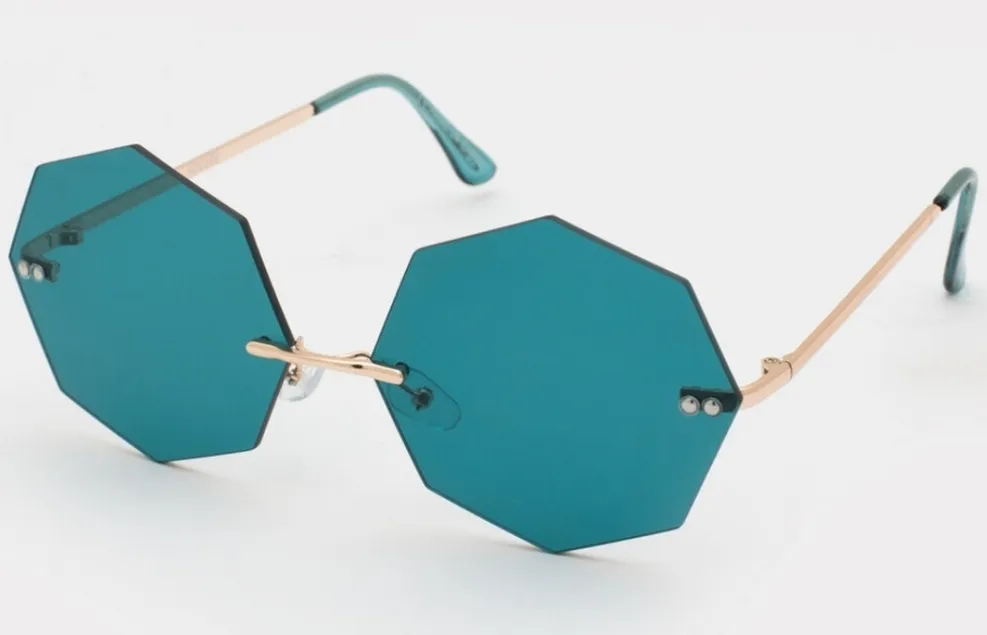 Francesca's Collections Sunglasses Octagon Retro Sunnies Blue Green - Image 1