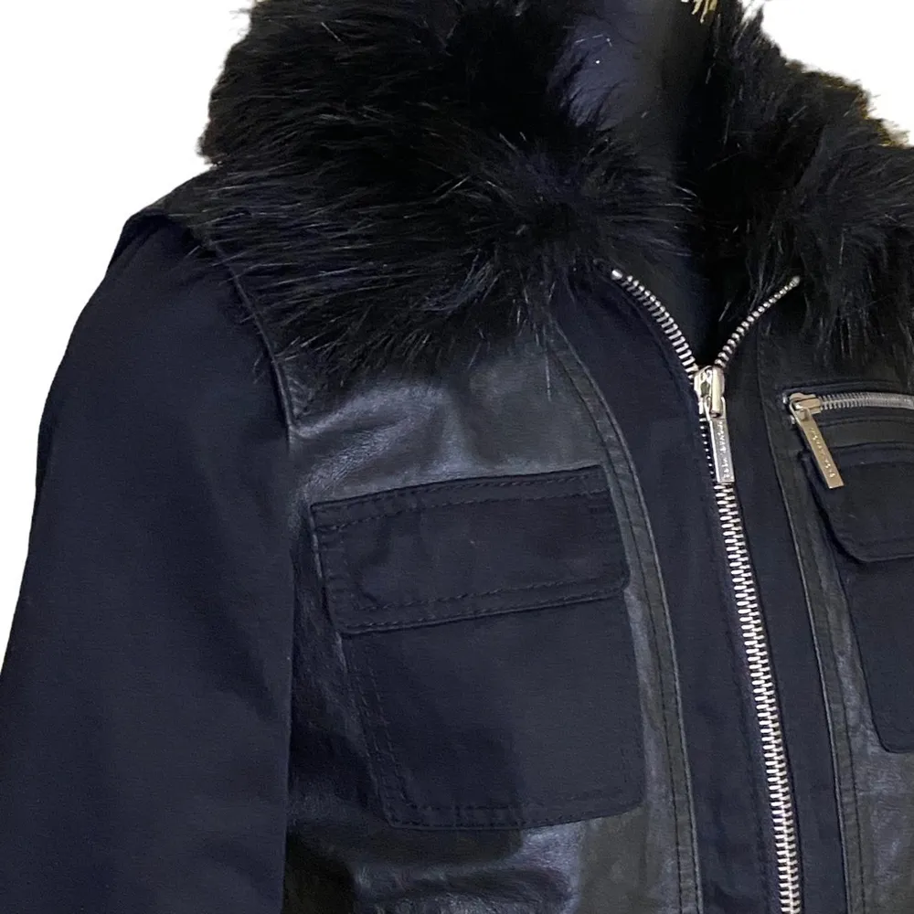 MICHAEL Michael Kors Black Leather and Fabric Moto Jacket - Image 2