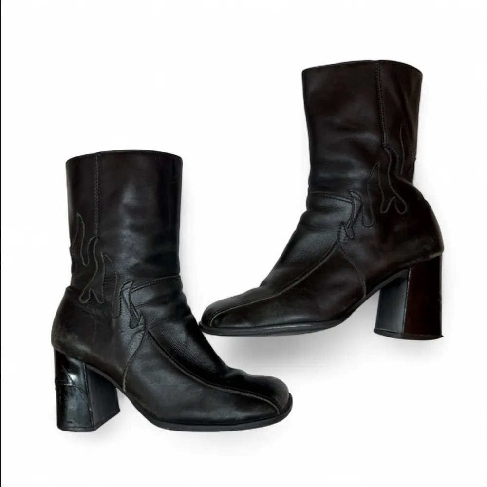 Harley Davison Black Scorch Flame Motorcycle Boots Size 7 - Image 5