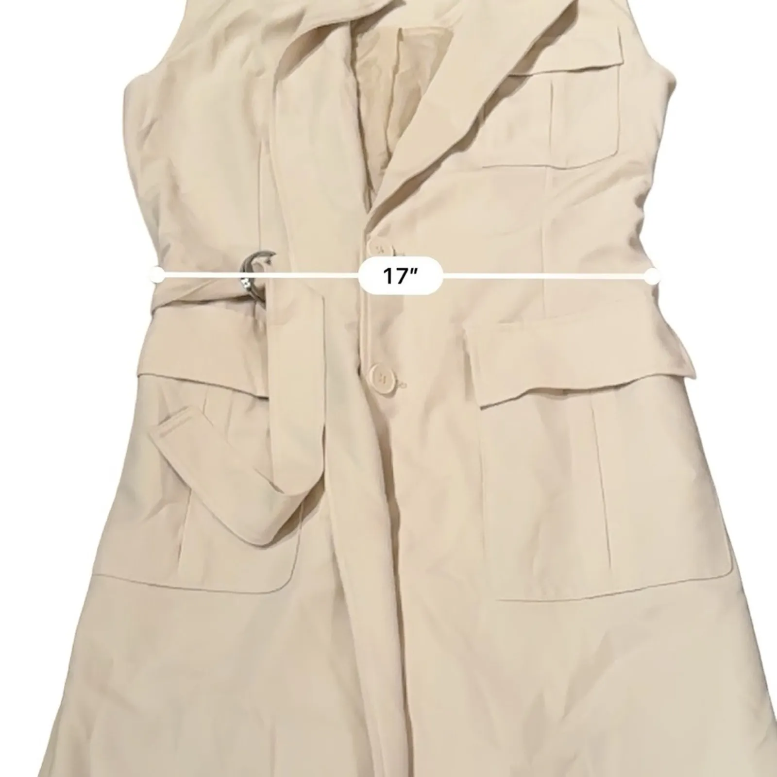 RTR Marina Moscone Collective Cream‎ Long Wrap Vest Coat Sz M Size M - Image 15