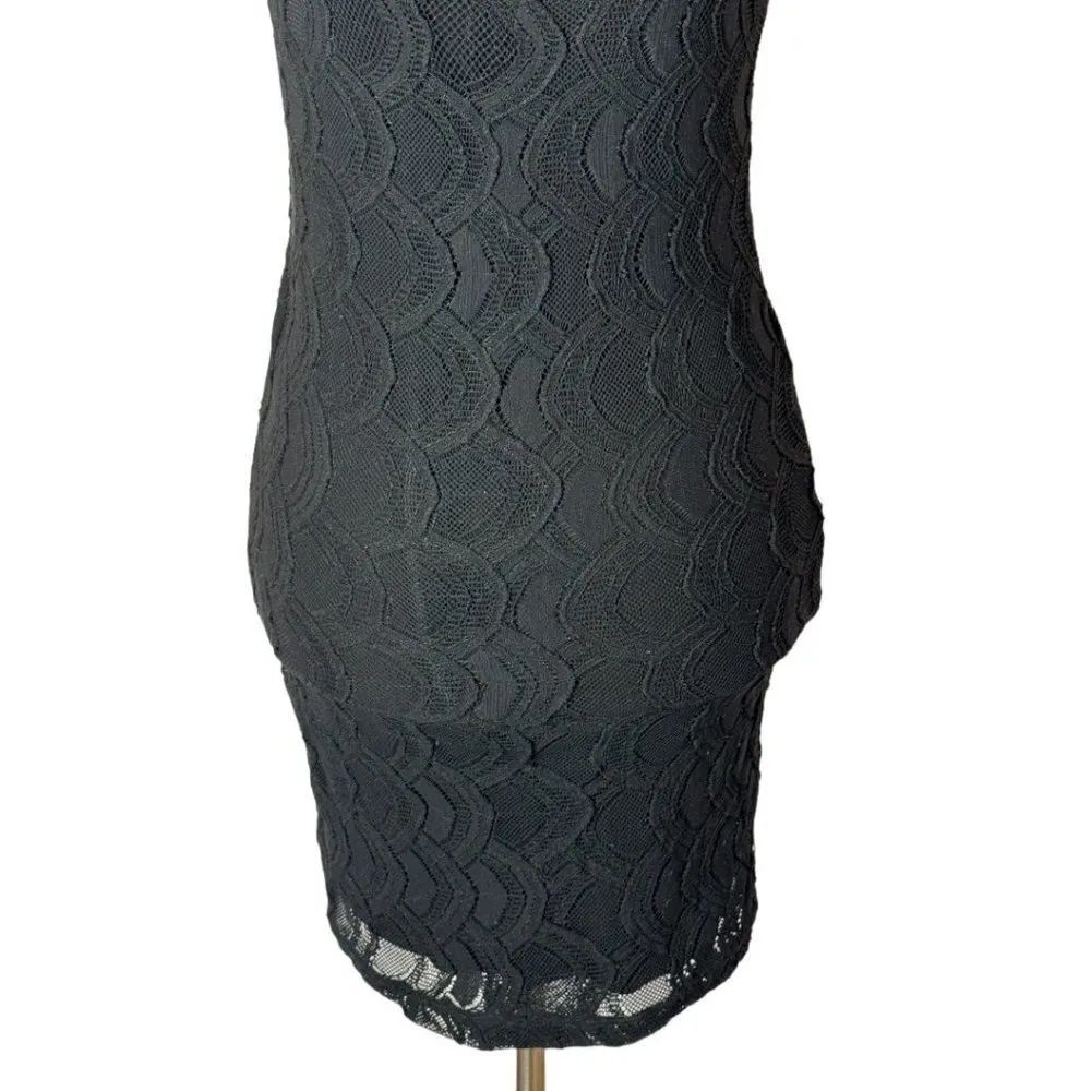 Nightcap Victorian Deep Black V‎ Neck Short Sleeve Lace Pencil Dress Size XS - Image 8