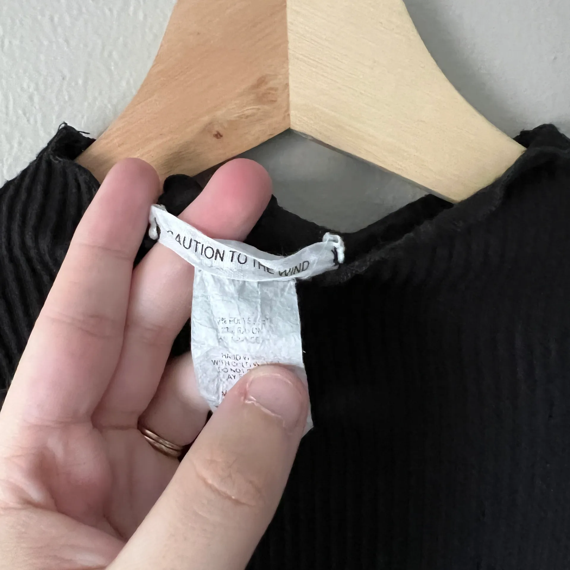 Caution to the Wind black ribbed lettuce hem turtleneck top - Image 5