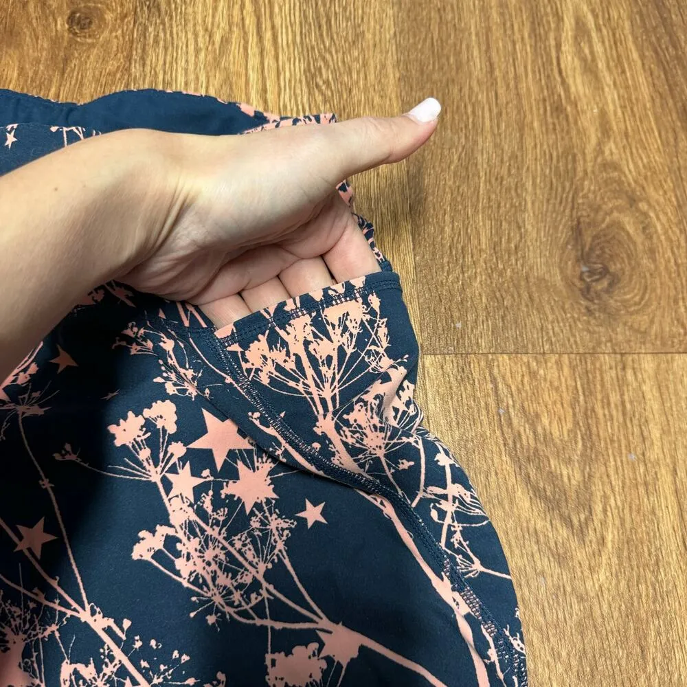 Sweaty Betty The Power Legging Yoga Pants XS Green Pink Star Floral Side Pocket - Image 5