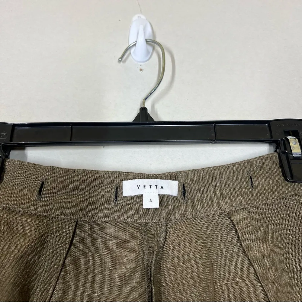 Vetta 100% Linen Wide Leg Pant Size 4 Green - Image 8