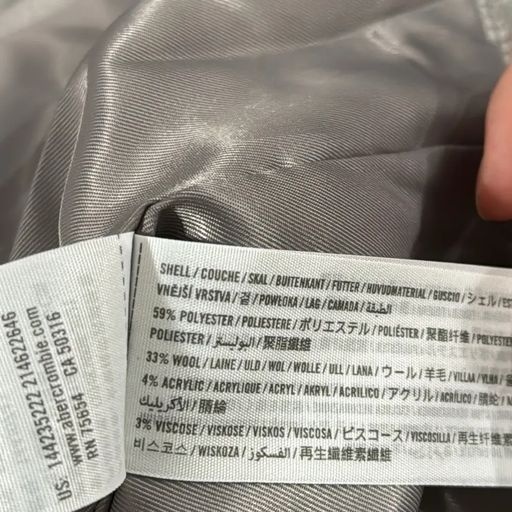 Abercrombie & Fitch heavyweight windowpane wool blend blazer coat light grey XXL - Image 13