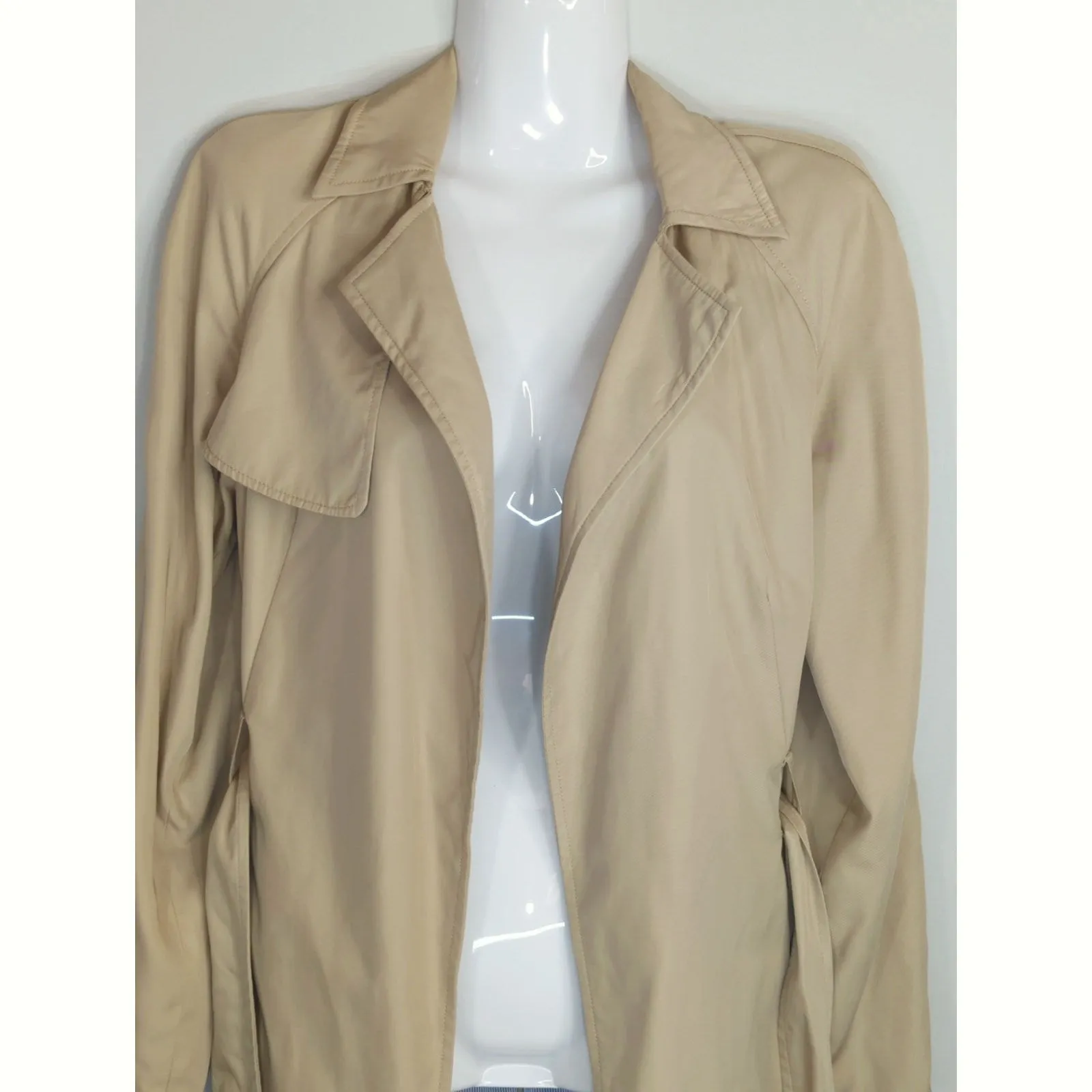 Zara Basic Khaki Trench Coat Women's Medium Neutral Outdoor Gorpcore Minimalist - Image 2