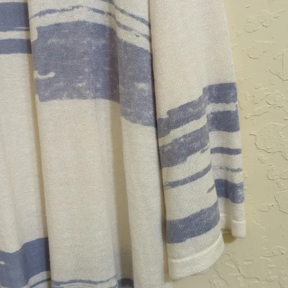 J.Jill Pure Jill White Lilac Linen Open Front Duster Cardigan Size Medium - Image 3