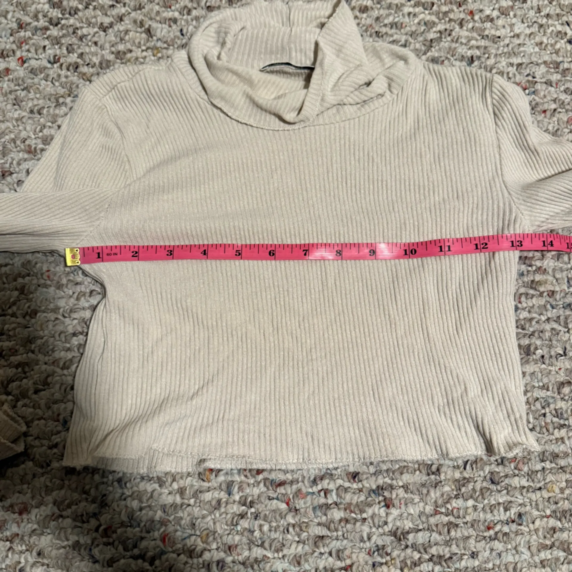 Aritzia Wilfred Free Beige Cream Ribbed Mockneck Long sleeve Tee- Size XS - Image 8