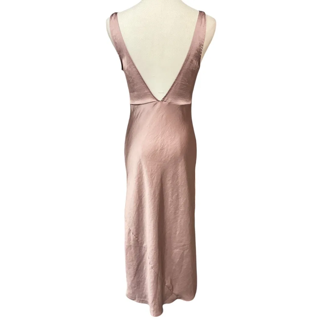 Aritzia Wilfred Womens Goddess Sleeveless Backless Satin Midi Slip Dress Sz 2XS - Image 7