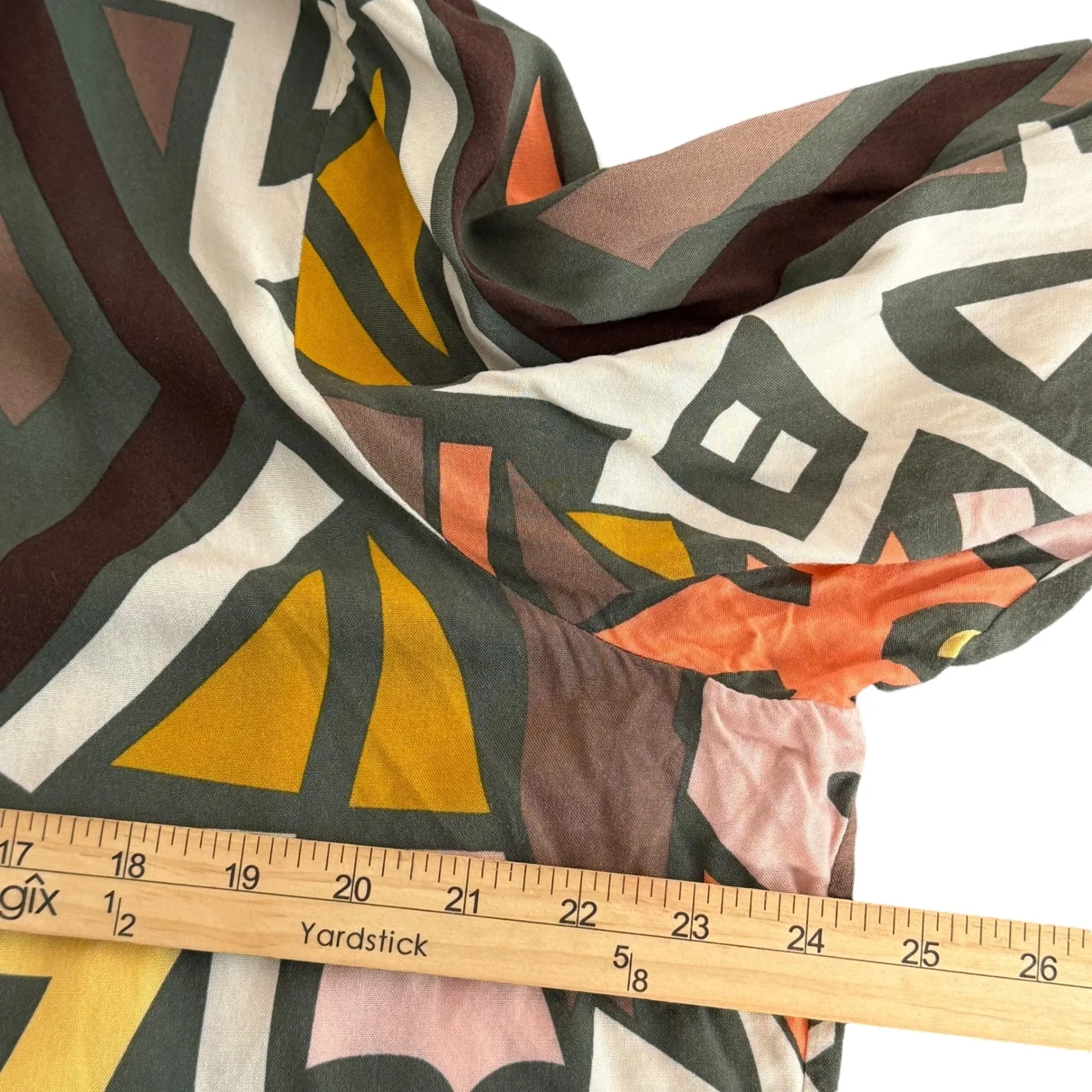 BIG DART Geometric Top Maximalist Abstract Womens XXL EUR 52 Button Statement Brown - Image 9