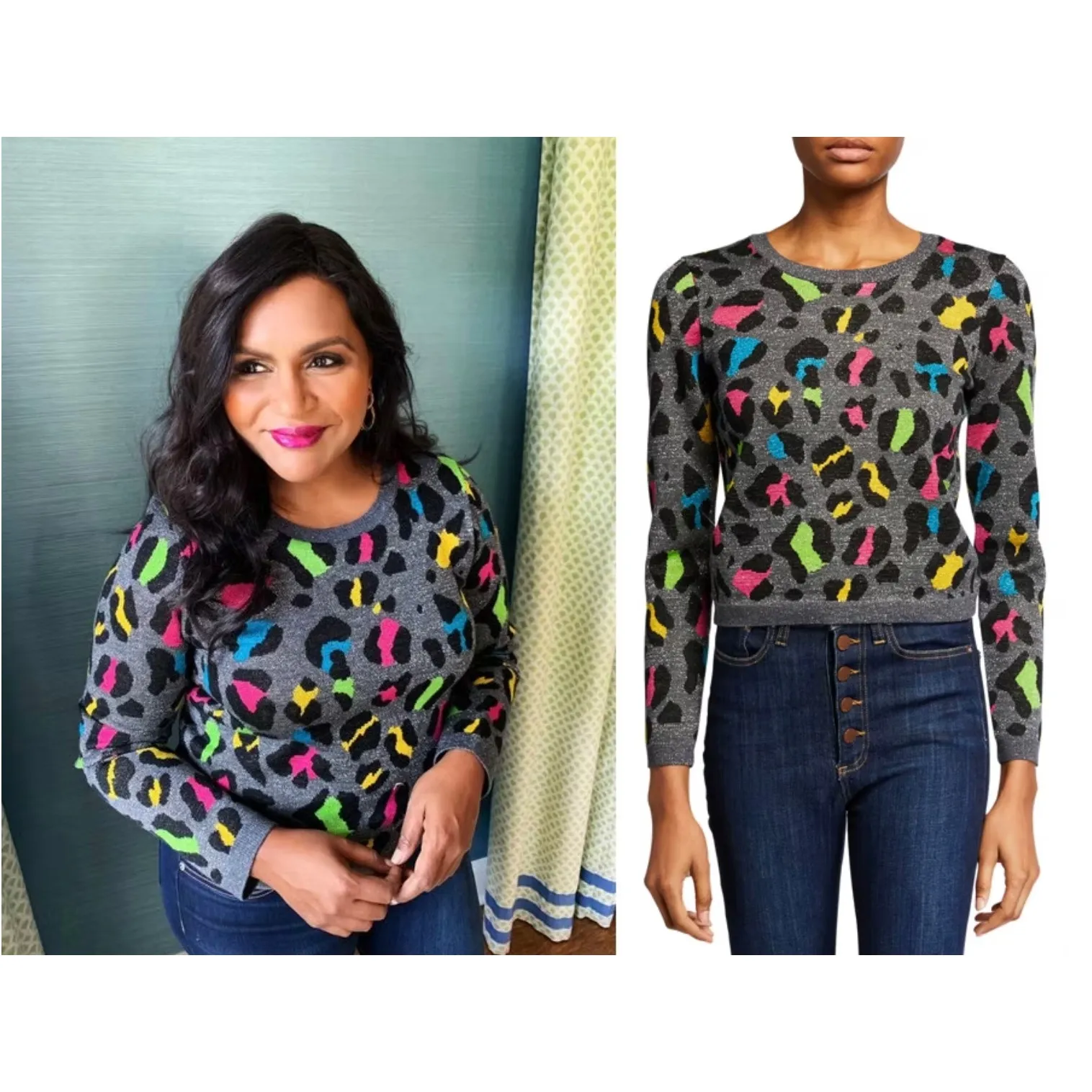 Alice + Olivia Metallic Rhodes Leopard Print Sweater - Image 2