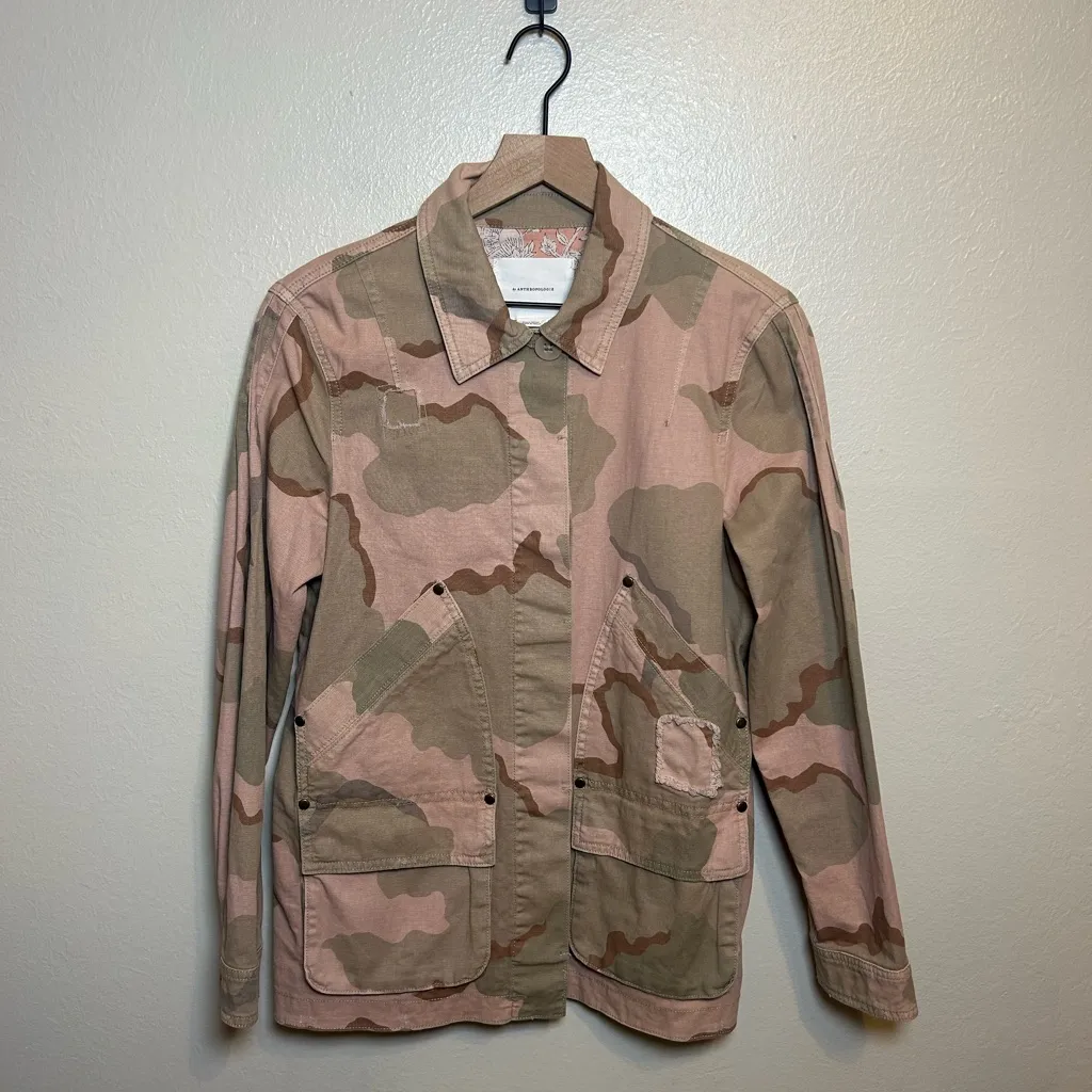Anthropologie‎ Lida Pink Camo Utility Jacket - Image 3