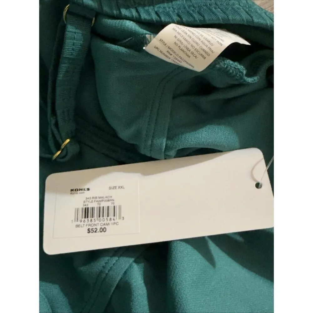 Freshwater One Piece Preppy Green Belted Swimwear Bathing Suit Preppy Swim NEW Size XXL - Image 11