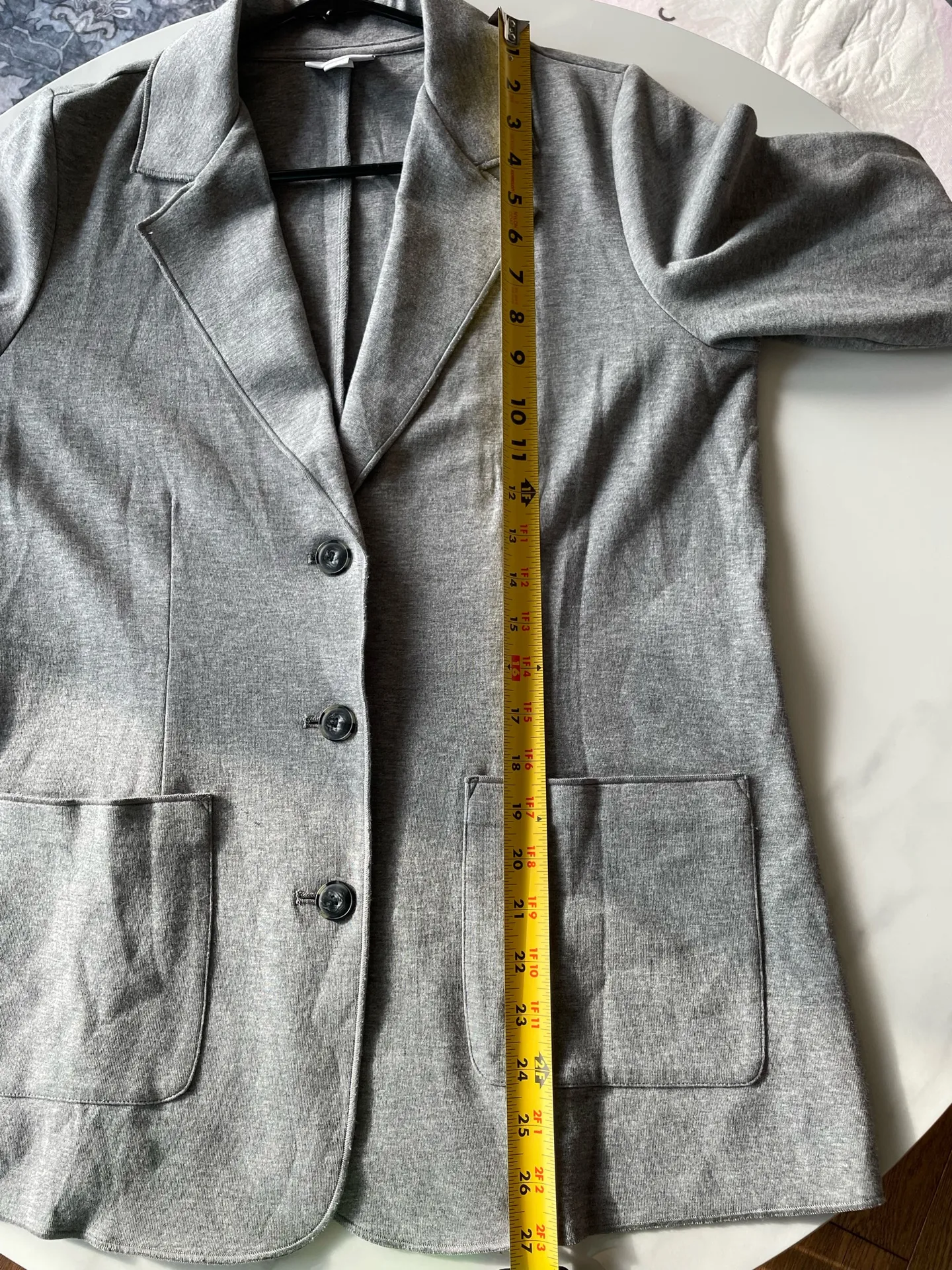 J Jill Women’s Heather Gray Size S 3 Buttons Pockets Jacket Blazer 98% Cotton - Image 9