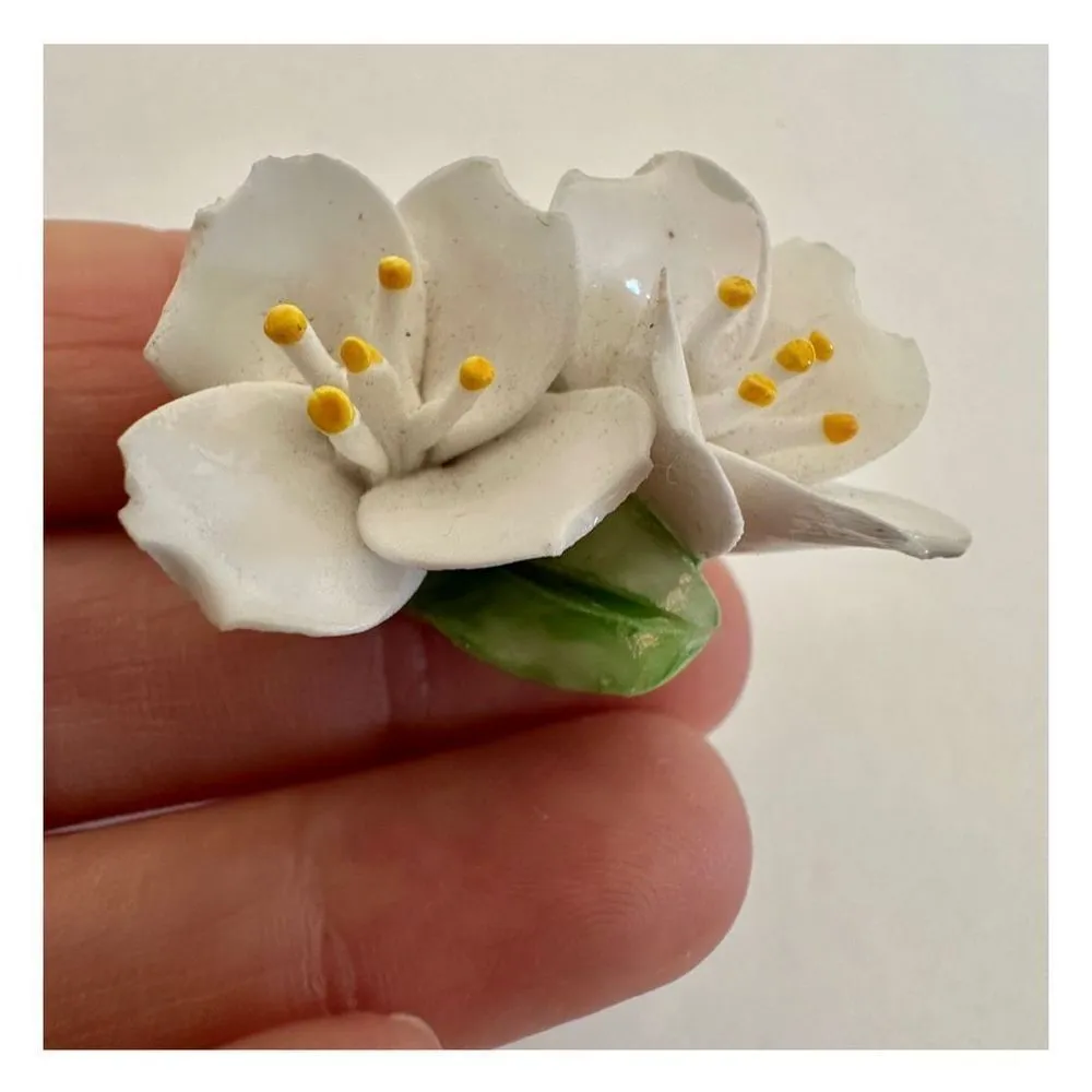 Vintage Denton China apple blossom pin White - Image 5