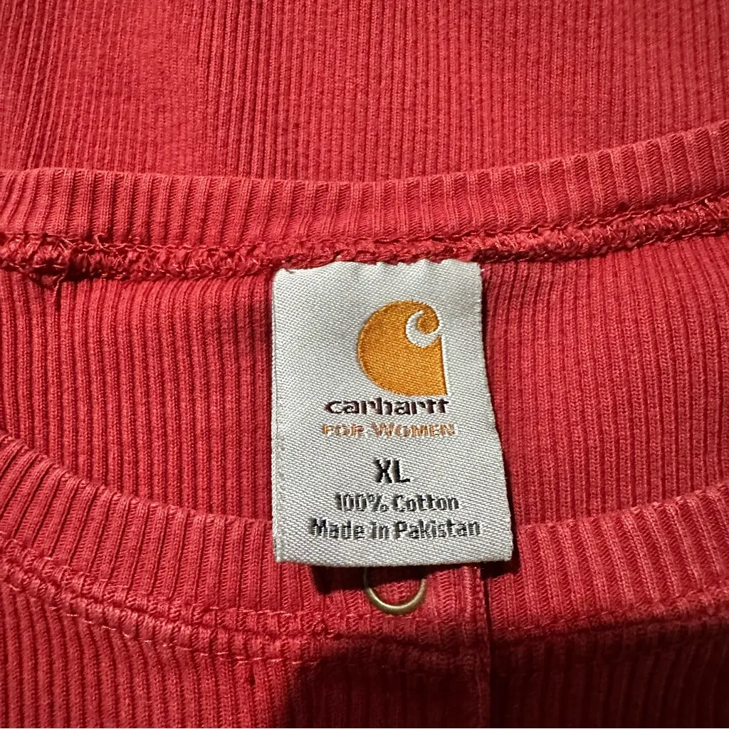 Carhartt Women's Loose Fit Heavyweight Long Sleeve T-Shirt Red XL workwear - Image 6