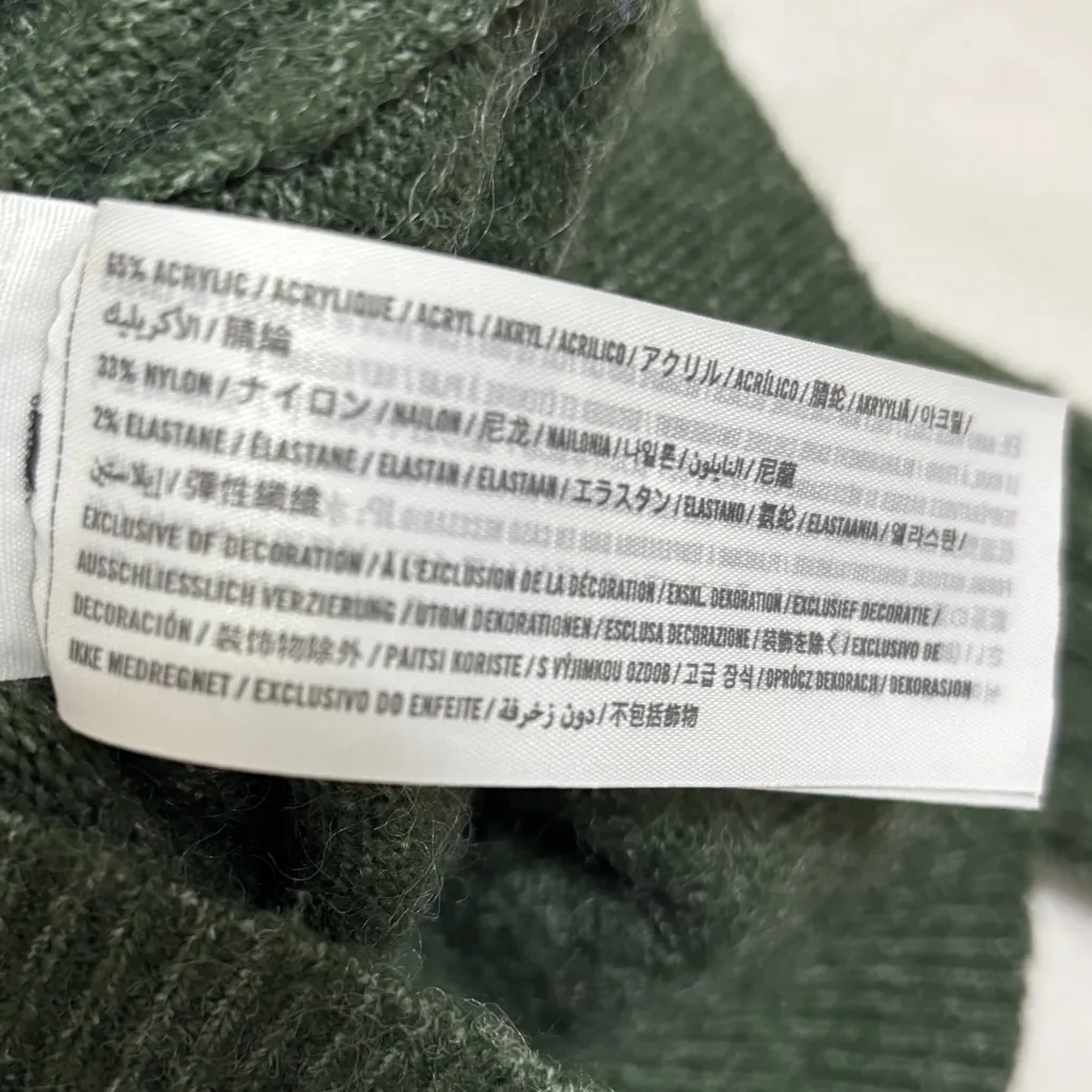 Abercrombie & Fitch Sweater Womens S Dark Green Ribbed Sleeves Buttons Classic - Image 3