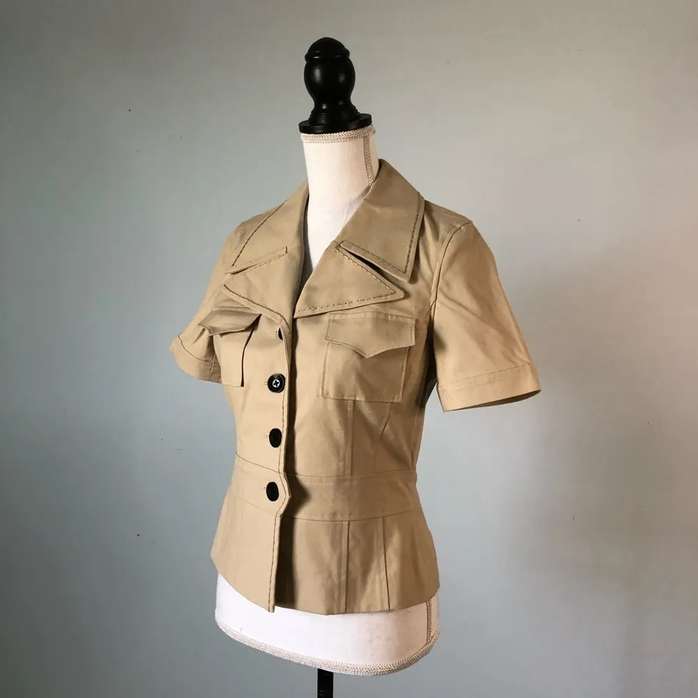 HALOGEN | Structured Short Sleeve Tan Blazer - Image 27