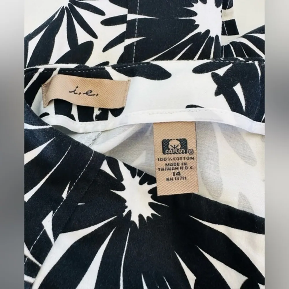 I.e. VTG Black & White Floral 100% Cotton Skirt Soft‎ See Photos Has A Snag. New Size 14 - Image 4