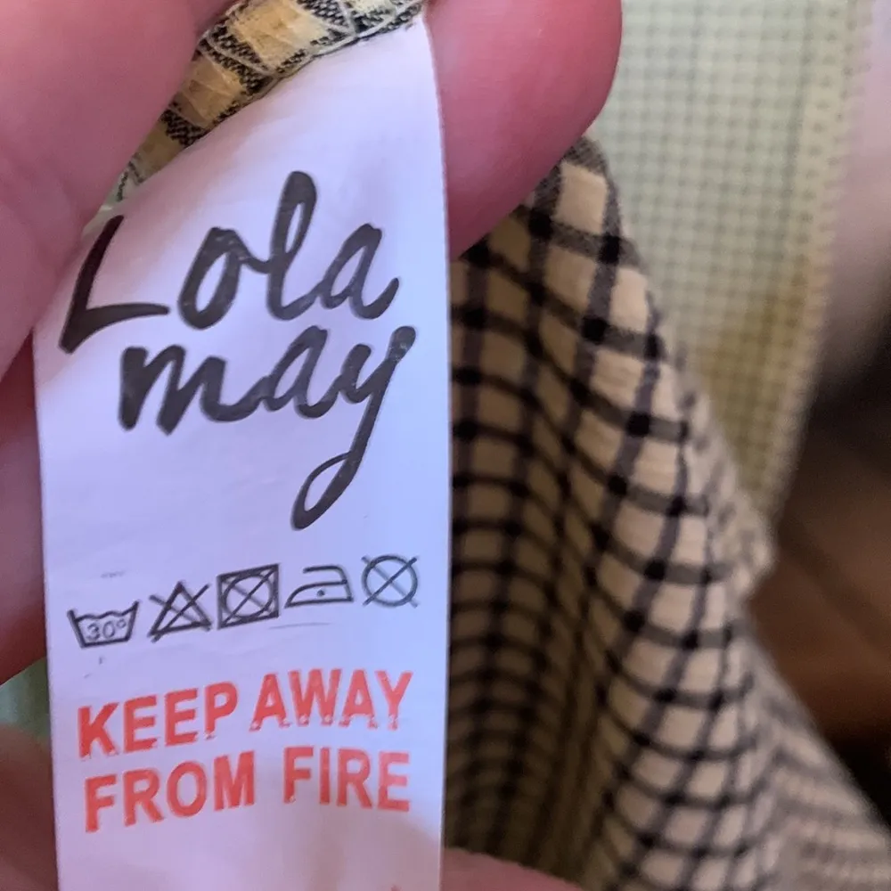 🚫SOLD🚫Lola May Yellow & Black Checked Smocked Top Peasant Dress Size 14 - Image 4